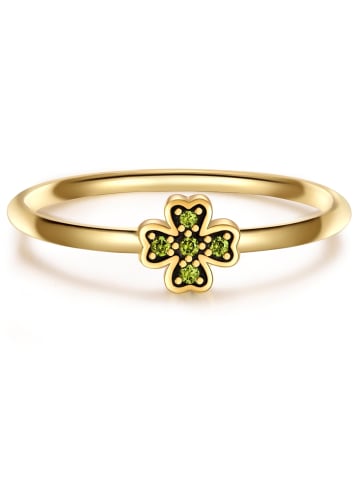 Glanzstücke München Ring Kleeblatt aus Sterling Silber mit Zirkonia in gelbgold