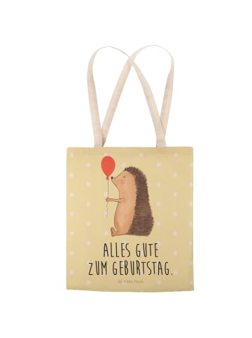 Mr. & Mrs. Panda Tote Bag Igel Luftballon mit Spruch in Gelb Pastell