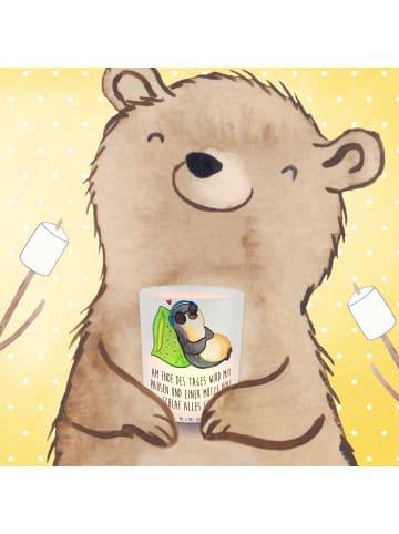 Mr. & Mrs. Panda Glas Kerzenhalter Pinguin PEM mit Spruch in Transparent
