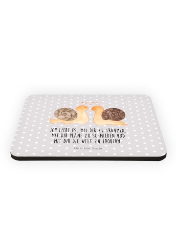 Mr. & Mrs. Panda Kühlschrankmagnet Schnecken Liebe mit Spruch in Grau Pastell