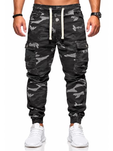 behype Cargohose - als Stoffhose mit Stretch in Schwarz