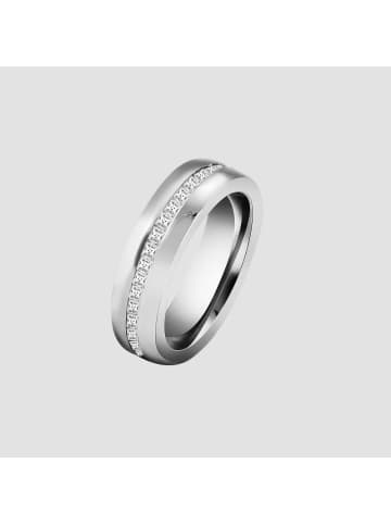 Adeliás Damen Ring aus Edelstahl mit Strass Steinchen in silber