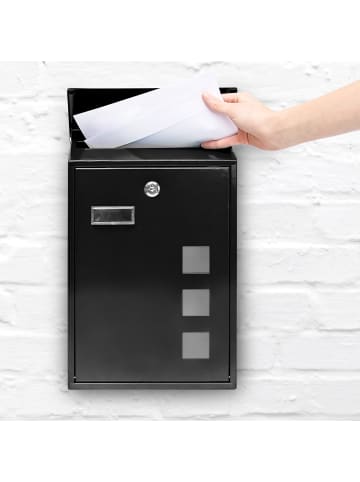 relaxdays Briefkasten in Schwarz - (B)40 x (H)25 x (T)10 cm