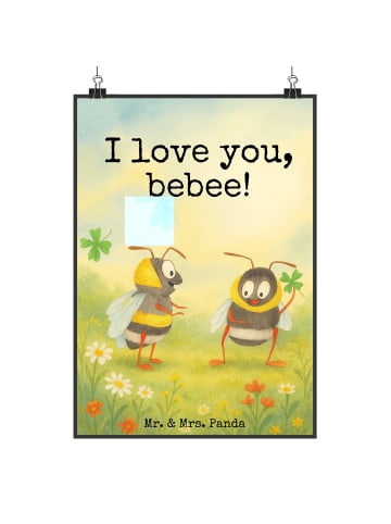 Mr. & Mrs. Panda Wandposter Bienen Paar Design mit Spruch in Weiß