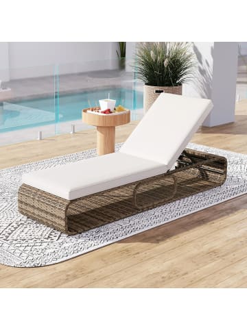 COSTWAY Sonnenliege Gartenliege Polyrattan mit Auflage in Weiß