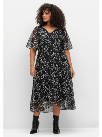 sheego Chiffonkleid in schwarz-weiß gemustert