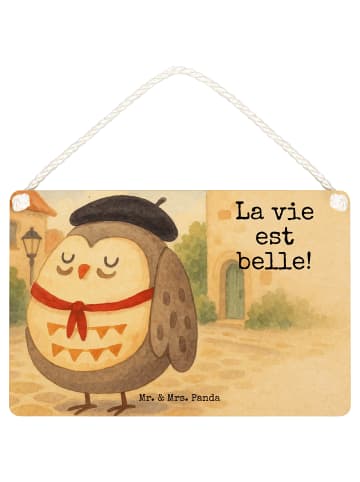 Mr. & Mrs. Panda Deko Schild Eule Frankreich Design mit Spruch in Weiß