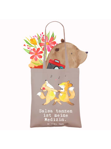 Mr. & Mrs. Panda Tote Bag Füchse Salsa tanzen mit Spruch in Braun Pastell