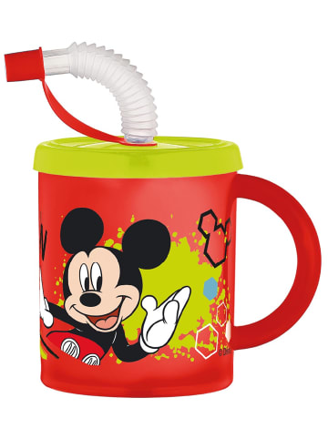 Geda Labels Trinkbecher Mickey mit Strohhalm in Rot - 210ml