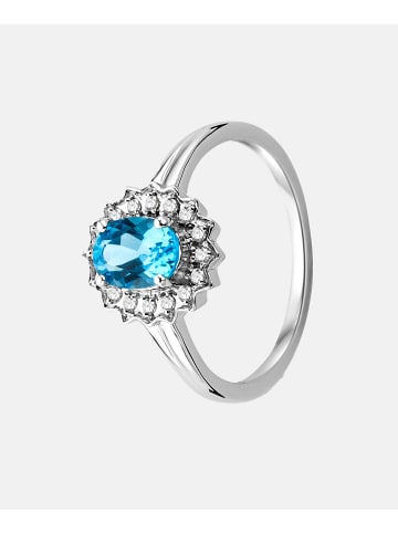 Diamant L'éternel Cluster-Ring aus 375 Weißgold mit Topas