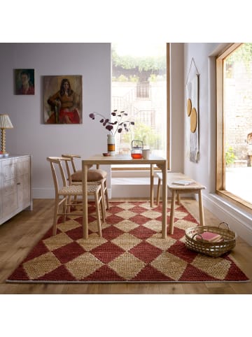 KADIMA DESIGN Teppich Jute Flachgewebe Rauten Muster, Wohnzimmer in Terrakotta