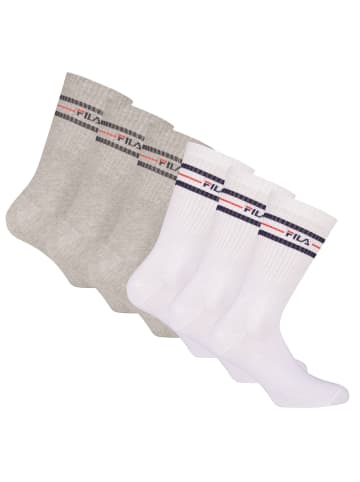 Fila Socken 6er Pack in Grau/Weiß