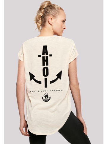 F4NT4STIC Long Cut T-Shirt Damen Long T-Shirt Ahoi Anker Knut & Jan Hamburg in Whitesand