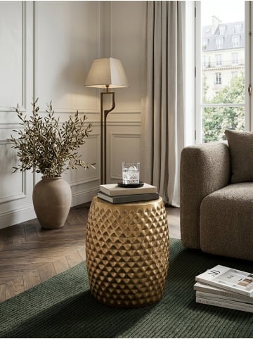 KADIMA DESIGN Couchtisch Rund | Oriental Design, Hammerschlag-Optik, Robust in Gold