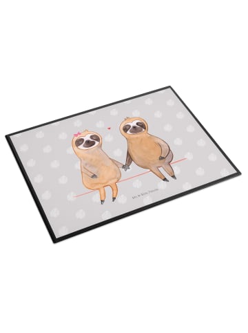 Mr. & Mrs. Panda Schreibtischunterlage Faultier Pärchen ohne Spruch in Grau Pastell