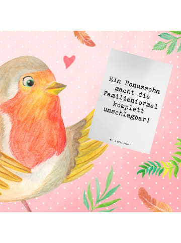 Mr. & Mrs. Panda Grußkarte Unschlagbarer Bonussohn mit Spruch in Weiß