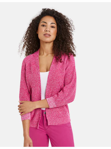 TAIFUN Jacke Strick in Luminous Pink gemustert