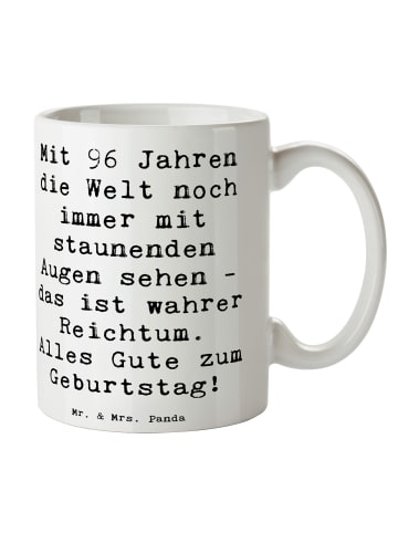 Mr. & Mrs. Panda Kaffeebecher Spruch 96. Geburtstag Freude mit S... in Weiß
