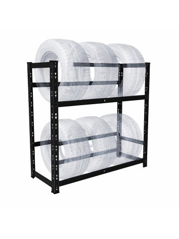 relaxdays Reifenregal in Schwarz - (B)85 x (H)100 x (T)35 cm