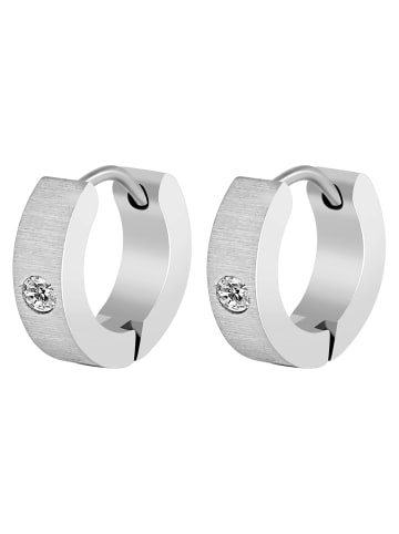 Adeliás Damen Ohrringe – Creole aus Edelstahl mit Strass Steinchen in silber