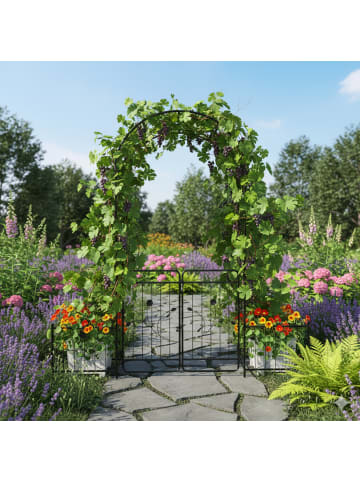 relaxdays Rosenbogen "Portal" in Schwarz - (B)202 x (H)220 x (T)50 cm