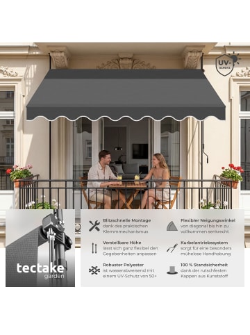 tectake Klemmmarkise mit Handkurbel und bis 90° neigbar, UV-beständig