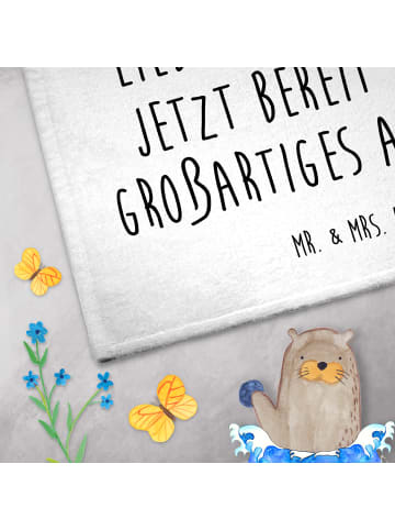 Mr. & Mrs. Panda Handtuch Pinguin & Maus Wanderer mit Spruch in Weiß