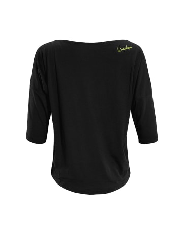 Winshape ¾-Arm Shirt Ultra Light mit Glitzer-Aufdruck MCS001 in schwarz/neon gelb