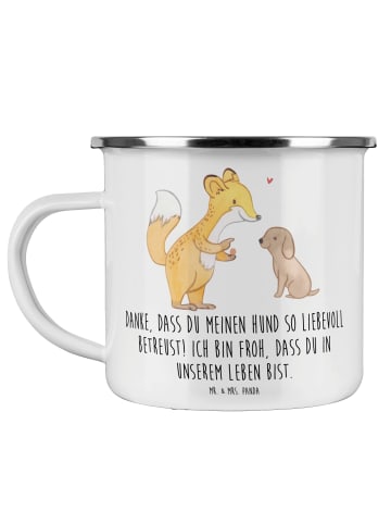 Mr. & Mrs. Panda Emaille Tasse Danke Hundesitter mit Spruch in Weiß