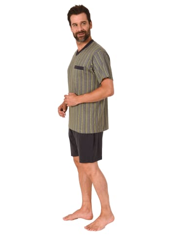 NORMANN kurzarm Schlafanzug Shorty Pyjama Streifen - 72034 in grau