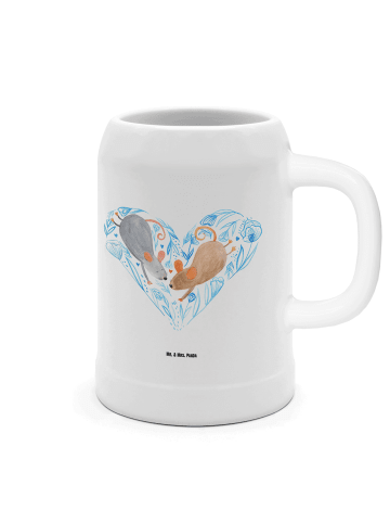 Mr. & Mrs. Panda Bierkrug Mäuse Herz ohne Spruch in Weiß