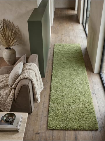 KADIMA DESIGN Teppich Hochflor Shaggy Waschbar Einfarbig RHEIN Strapazierfähig in Grün