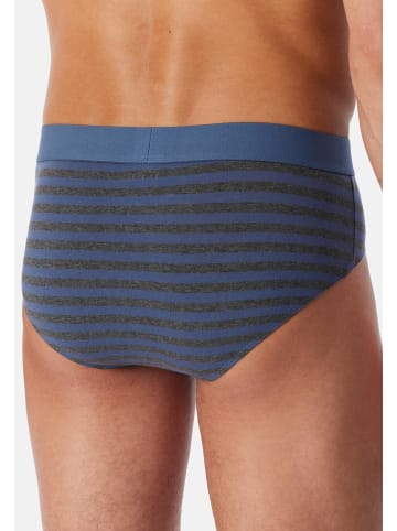 Schiesser Rio Slip / Unterhose 95/5 Cotton in Grau / blau