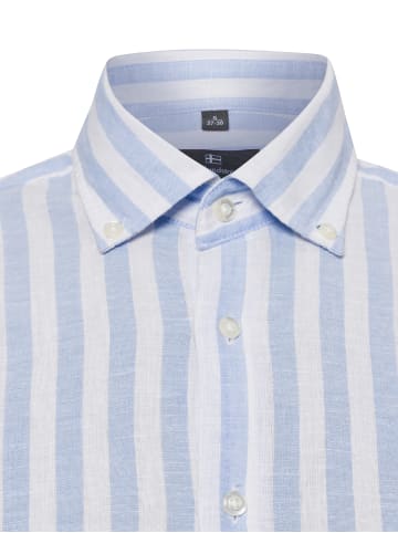 Nils Sundström Freizeithemd mit Leinen-Anteil in hellblau weiß