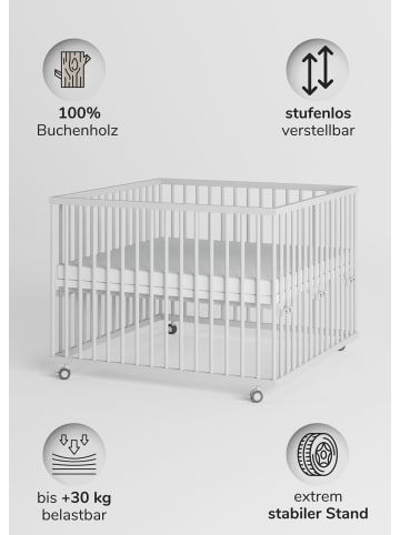 Sämann Sämann Laufgitter mit Matratze - weiß - Premium Kollektion