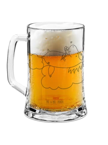 Mr. & Mrs. Panda Bierkrug Mit Gravur Einhorn Verliebt ohne Spruch in Transparent