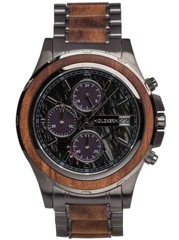 Holzkern Herrenuhr Solar-Chronograph Angkor Koa/Marmor Anthrazit