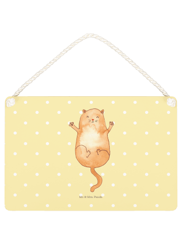 Mr. & Mrs. Panda Schild Katze Umarmen ohne Spruch in Gelb Pastell