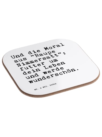 Mr. & Mrs. Panda Getränkeuntersetzer Und die Moral aus... mit Sp... in Weiß