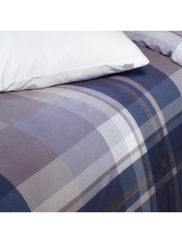 Schiesser Feinbiber-Bettwäsche-Set Todd in Braun-Blau