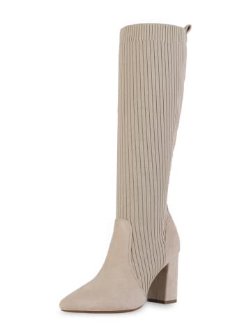 VAN HILL Schlupfstiefel Amelia in Beige Velours