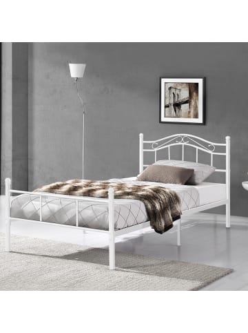 en.casa Metallbett Florenz in Weiß (H)84cm (B)90cm (L)200cm