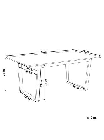 Beliani Esszimmertisch CAMDEN in Braun - (W) 95 x (H) 76 x (L) 180 cm