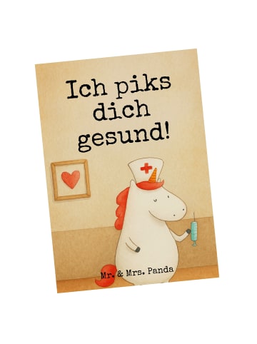 Mr. & Mrs. Panda Ansichtskarte Einhorn Krankenschwester Design m... in Weiß