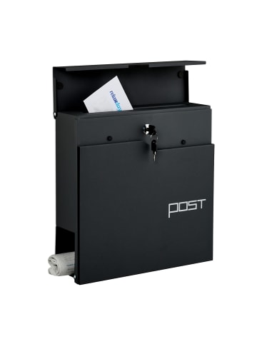 relaxdays Briefkasten mit Zeitungsfach in Schwarz