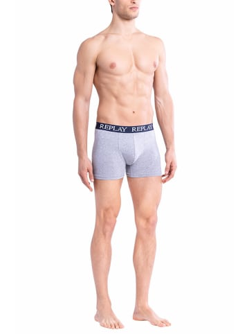 Replay Replay Trunk BOXER Style 01/C Basic Cuff Logo im 2er Pack in Grey Indigo