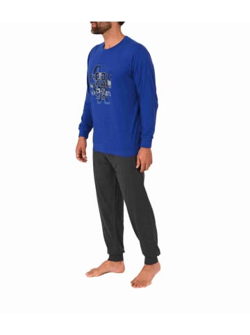 NORMANN Schlafanzug Pyjama langarm Bündchen - 70563 in blau