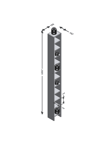CALICOSY Regal HALLO in Handgefertigt - (W) 18,9 x (H) 185 x (L) 16,2 cm