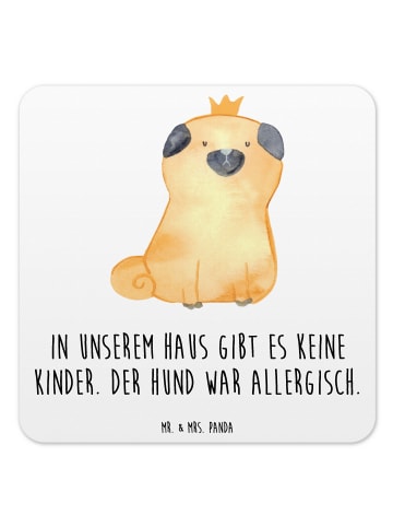 Mr. & Mrs. Panda Gläseruntersetzer Mops Krone mit Spruch in Weiß