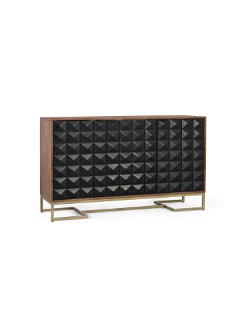 Giner y Colomer Handgeschnitztes Sideboard aus Mangoholz und vergoldeten Beinen 135 cm in Black